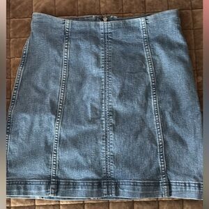 Free People Fitted Light Blue Denim Pencil Skirt